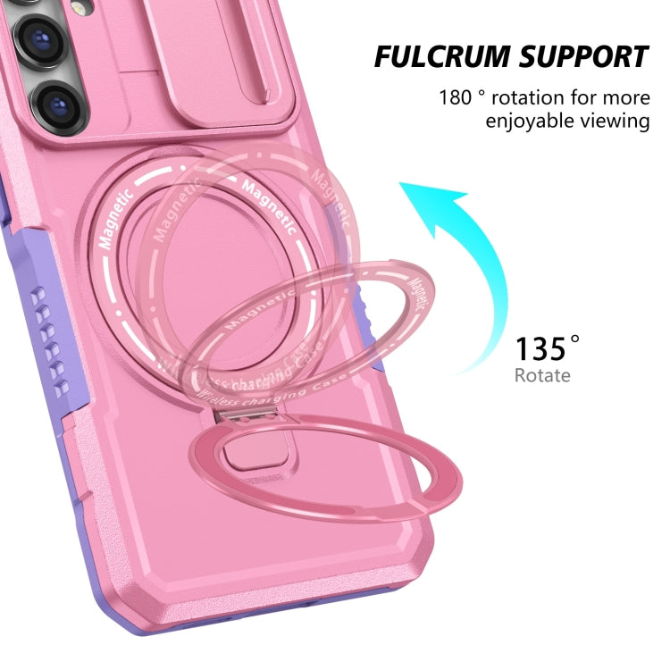 For Samsung Galaxy S23 FE 5G Sliding Camshield Magsafe Holder TPU Hybrid PC Phone Case(Purple Pink) - Galaxy S23 FE 5G Cases by buy2fix | Online Shopping UK | buy2fix