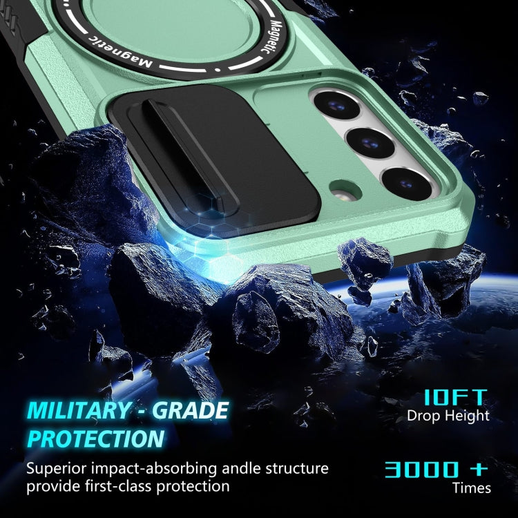 For Samsung Galaxy S22 5G Sliding Camshield Magsafe Holder TPU Hybrid PC Phone Case(Light Blue) by buy2fix