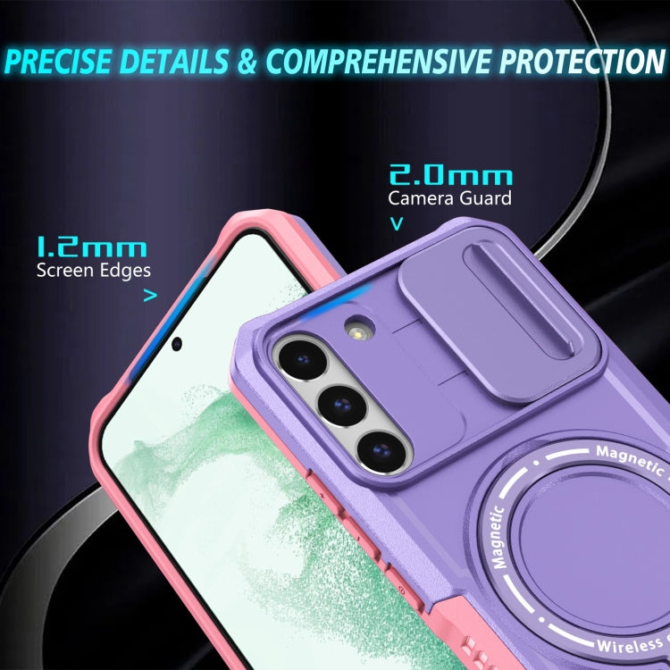 For Samsung Galaxy S22+ 5G Sliding Camshield Magsafe Holder TPU Hybrid PC Phone Case(Pink Purple) - Galaxy S22+ 5G Cases by buy2fix | Online Shopping UK | buy2fix