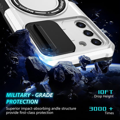 For Samsung Galaxy S21 FE 5G Sliding Camshield Magsafe Holder TPU Hybrid PC Phone Case(Black White) by buy2fix
