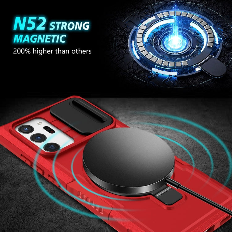 For Samsung Galaxy Note20 Ultra Sliding Camshield Magsafe Holder TPU Hybrid PC Phone Case(Red) by buy2fix