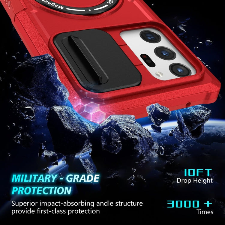 For Samsung Galaxy Note20 Ultra Sliding Camshield Magsafe Holder TPU Hybrid PC Phone Case(Red) by buy2fix
