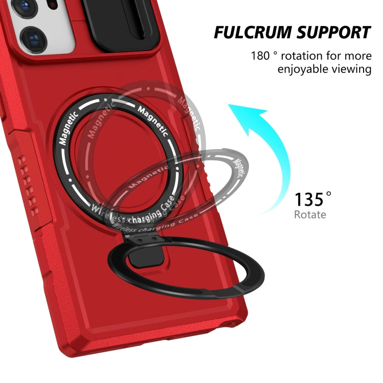For Samsung Galaxy Note20 Ultra Sliding Camshield Magsafe Holder TPU Hybrid PC Phone Case(Red) by buy2fix
