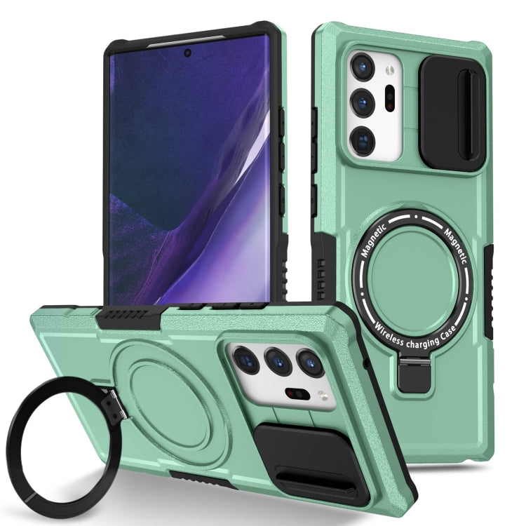 For Samsung Galaxy Note20 Ultra Sliding Camshield Magsafe Holder TPU Hybrid PC Phone Case(Light Blue) by buy2fix