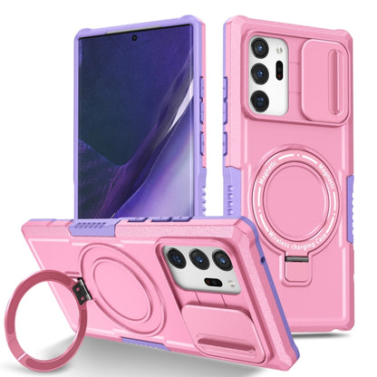 For Samsung Galaxy Note20 Ultra Sliding Camshield Magsafe Holder TPU Hybrid PC Phone Case(Purple Pink) by buy2fix
