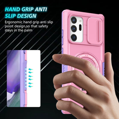 For Samsung Galaxy Note20 Ultra Sliding Camshield Magsafe Holder TPU Hybrid PC Phone Case(Purple Pink) by buy2fix
