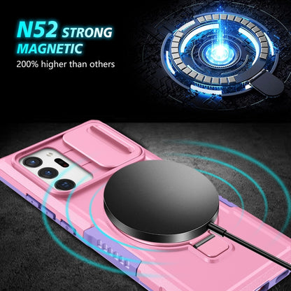 For Samsung Galaxy Note20 Ultra Sliding Camshield Magsafe Holder TPU Hybrid PC Phone Case(Purple Pink) by buy2fix