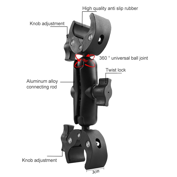 Motorcycle Dual-heads Crabs Clamps Handlebar Fixed Mount, Length:22cm - Mount & Holder by buy2fix | Online Shopping UK | buy2fix