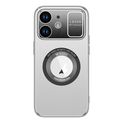 For iPhone 11 Large Window MagSafe Skin Feel PC Phone Case(Silver Gray) by buy2fix