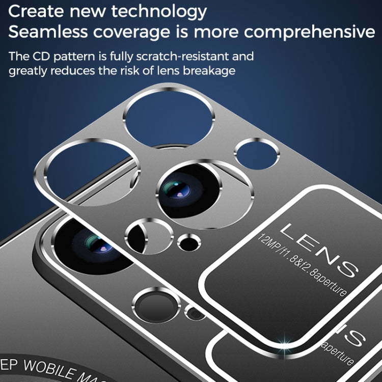 For iPhone 13 Large Window MagSafe Skin Feel PC Phone Case(Silver Gray) by buy2fix