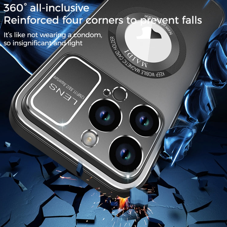 For iPhone 13 Large Window MagSafe Skin Feel PC Phone Case(Silver Gray) by buy2fix