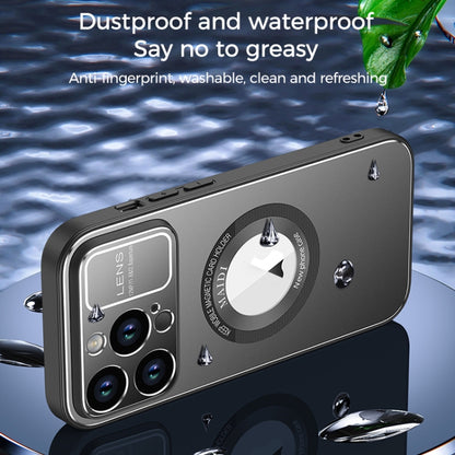 For iPhone 13 Large Window MagSafe Skin Feel PC Phone Case(Silver Gray) by buy2fix