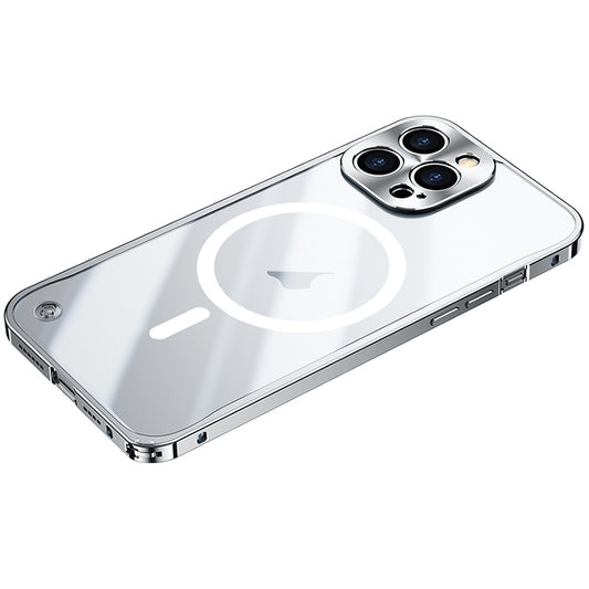For iPhone 15 Pro Max Metal Frame Frosted PC Shockproof MagSafe Case(Silver) - iPhone 15 Pro Max Cases by buy2fix | Online Shopping UK | buy2fix