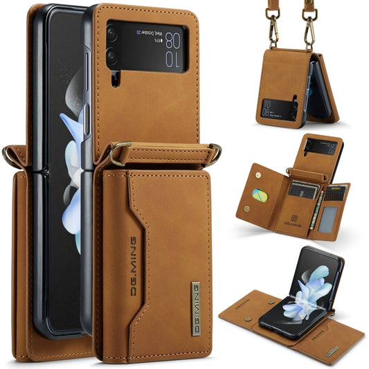 For Samsung Galaxy Z Flip3 5G DG.MING M2 Series Card Bag Magnetic Leather Phone Case(Brown) - Galaxy Phone Cases by DG.MING | Online Shopping UK | buy2fix