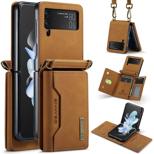 For Samsung Galaxy Z Flip3 5G DG.MING M2 Series Card Bag Magnetic Leather Phone Case(Brown)