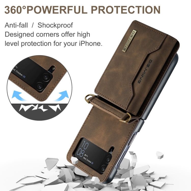 For Samsung Galaxy Z Flip3 5G DG.MING M2 Series Card Bag Magnetic Leather Phone Case(Coffee) - Galaxy Phone Cases by DG.MING | Online Shopping UK | buy2fix