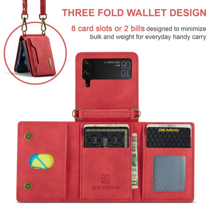 For Samsung Galaxy Z Flip3 5G DG.MING M2 Series Card Bag Magnetic Leather Phone Case(Red) - Galaxy Phone Cases by DG.MING | Online Shopping UK | buy2fix