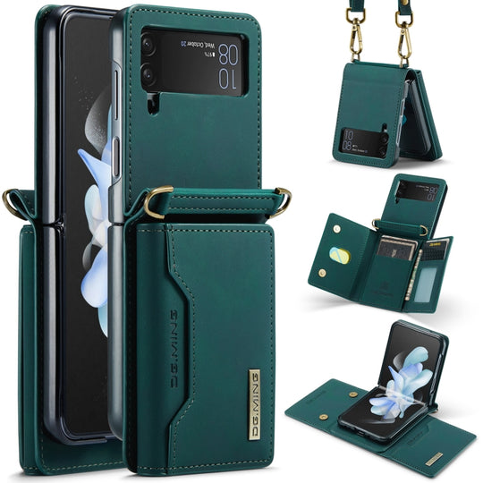 For Samsung Galaxy Z Flip3 5G DG.MING M2 Series Card Bag Magnetic Leather Phone Case(Green)