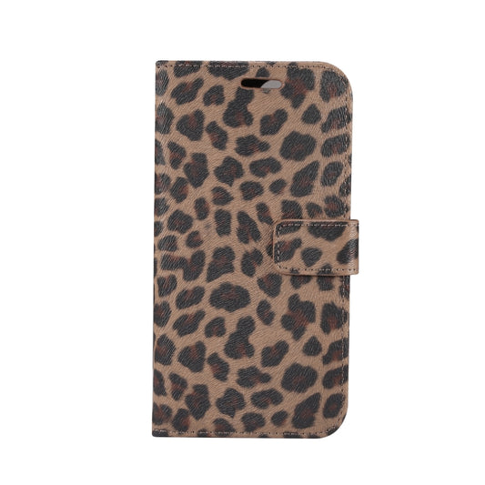 For iPhone 15 Leopard Pattern Horizontal Flip Leather Phone Case(Brown) by buy2fix