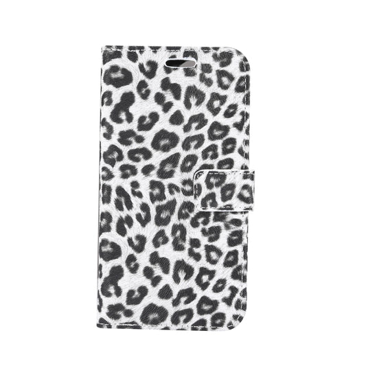 For iPhone 15 Leopard Pattern Horizontal Flip Leather Phone Case(White) by buy2fix