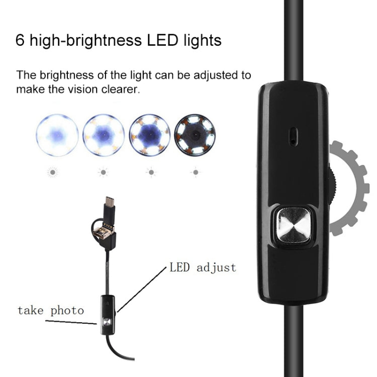 AN100 3 in 1 IP67 Waterproof USB-C / Type-C + Micro USB + USB HD Endoscope Snake Tube Inspection Camera for Parts of OTG Function Android Mobile Phone, with 6 LEDs, Lens Diameter:5.5mm(Length: 3.5m) - Consumer Electronics by buy2fix | Online Shopping UK | buy2fix