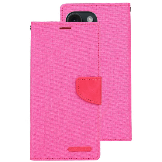 For iPhone 15 Pro Max GOOSPERY CANVAS DIARY Fabric Texture Flip Leather Phone Case(Rose Red) by GOOSPERY