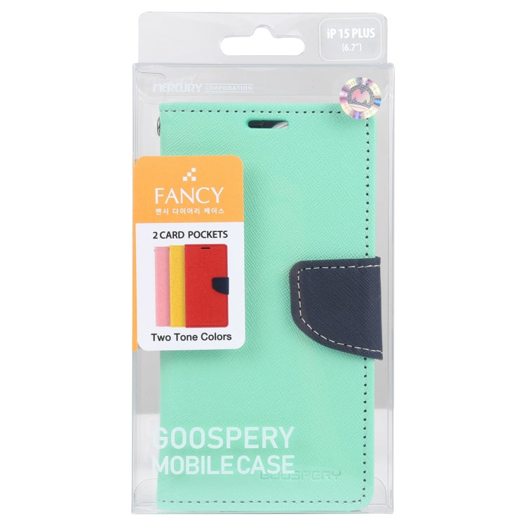 For iPhone 15 Pro Max GOOSPERY FANCY DIARY Cross Texture Leather Phone Case(Mint Green) - iPhone 15 Pro Max Cases by GOOSPERY | Online Shopping UK | buy2fix