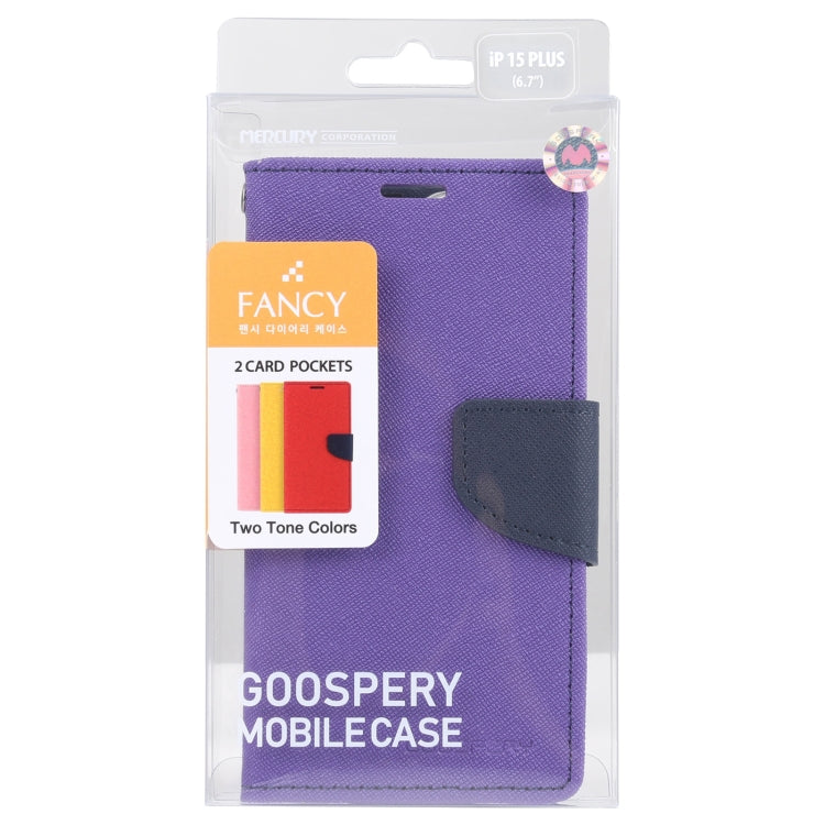 For iPhone 15 Pro Max GOOSPERY FANCY DIARY Cross Texture Leather Phone Case(Purple) - iPhone 15 Pro Max Cases by GOOSPERY | Online Shopping UK | buy2fix