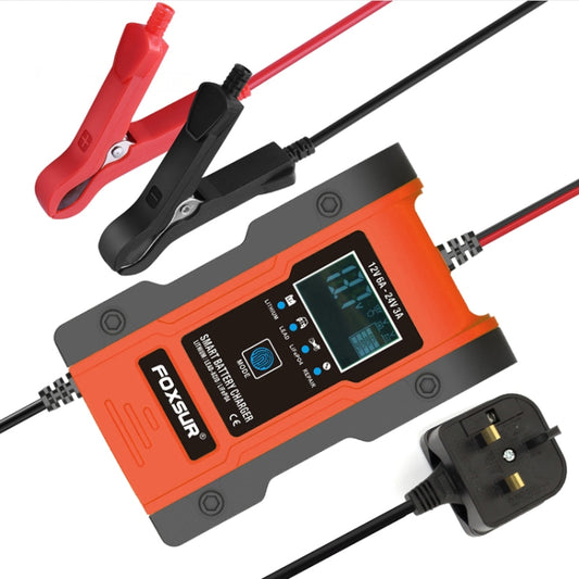 FOXSUR 12V-24V Car Motorcycle Repair Battery Charger AGM Charger Color:Red(UK Plug) by FOXSUR