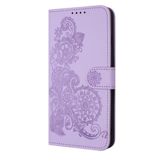 For iPhone 15 Pro Max Datura Flower Embossed Flip Leather Phone Case(Purple) by buy2fix