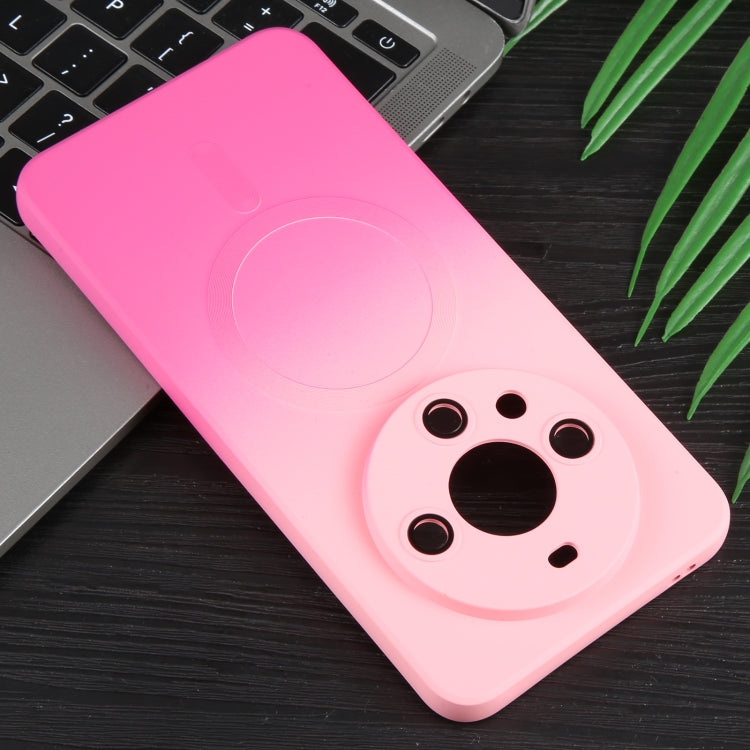 For Huawei Mate 60 Liquid TPU Silicone Gradient MagSafe Phone Case(Pink Red) by buy2fix