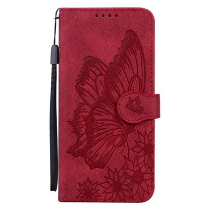 For iPhone 15 Pro Max Retro Skin Feel Butterflies Embossing Leather Phone Case(Red) - iPhone 15 Pro Max Cases by buy2fix | Online Shopping UK | buy2fix