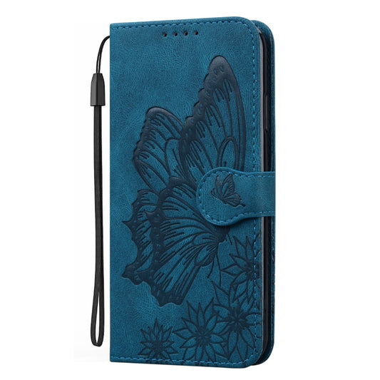 For iPhone 15 Pro Max Retro Skin Feel Butterflies Embossing Leather Phone Case(Blue) by buy2fix