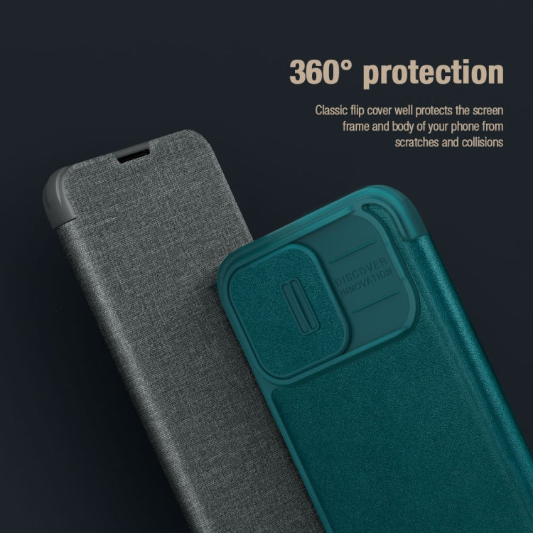 For iPhone 15 Pro Max NILLKIN QIN Series Pro Fabric Textured Leather Phone Case(Blue) - iPhone 15 Pro Max Cases by NILLKIN | Online Shopping UK | buy2fix