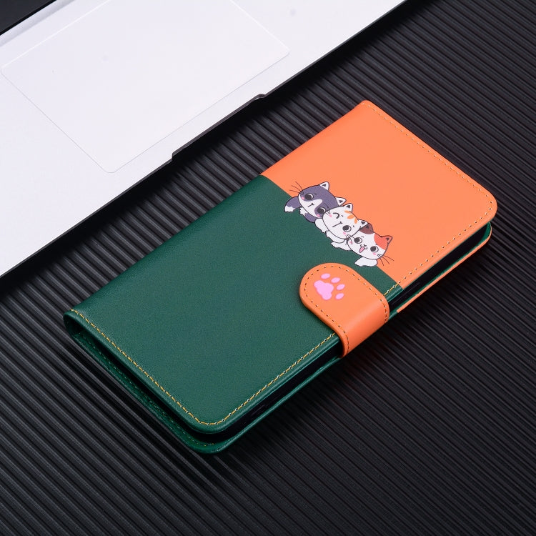 For iPhone 15 Pro Max Cute Pet Series Color Block Buckle Leather Phone Case(Dark Green) - iPhone 15 Pro Max Cases by buy2fix | Online Shopping UK | buy2fix