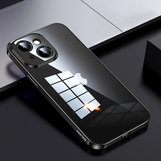 For iPhone 15 SULADA Shine Through Series Plating TPU Transparent Phone Case(Space Black)