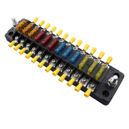 CP-4042 Vertical 12 Way Fuse Block with 12pcs Fuses and 12pcs Rerminals - Fuse by buy2fix | Online Shopping UK | buy2fix