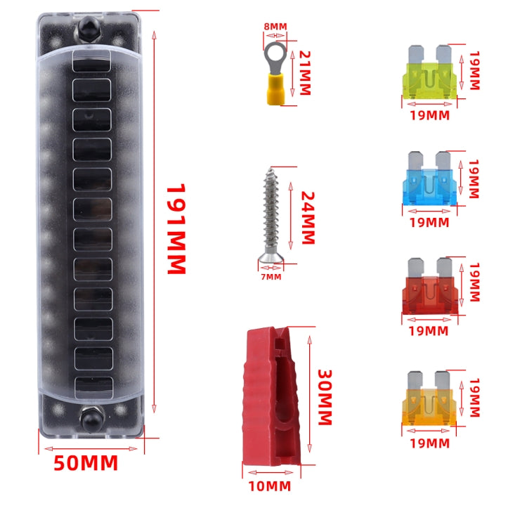 CP-4042 Vertical 12 Way Fuse Block with 12pcs Fuses and 12pcs Rerminals - Fuse by buy2fix | Online Shopping UK | buy2fix