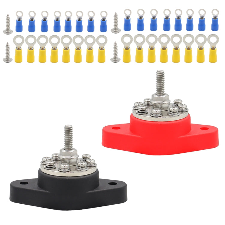 CP-4102 5/16 inch M8 RV Yacht 8-way Terminal Stud with 2pcs M5x20 Screws + Terminals(Black + Red) by buy2fix