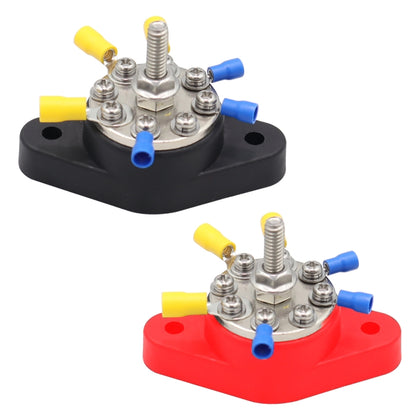 CP-4102 5/16 inch M8 RV Yacht 8-way Terminal Stud with 2pcs M5x20 Screws + Terminals(Black + Red) by buy2fix