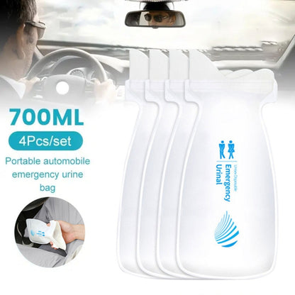 4pcs / Set Vehicle Emergency Urine Bags Unisex Disposable Portable Toilet 700ml by buy2fix