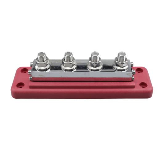 RV 600A High Current Busbar 4-way Straight M10 Wiring Studs(Red) by buy2fix
