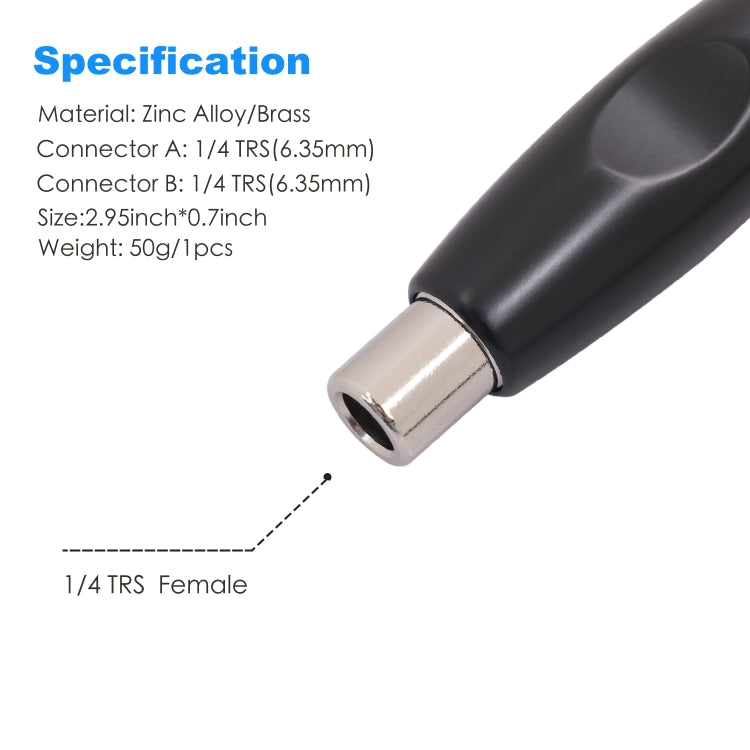 TC302 6.35mm Female to Female Guitar TRS Stereo Audio Cable Adapter(Black) - Microphone Audio Cable & Connector by buy2fix | Online Shopping UK | buy2fix