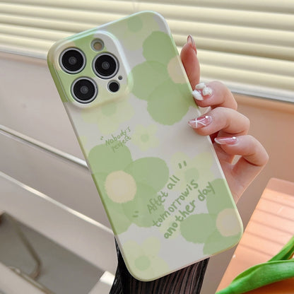 For iPhone 15 Pro Max PC Phone Case(Green Flower) - iPhone 15 Pro Max Cases by buy2fix | Online Shopping UK | buy2fix