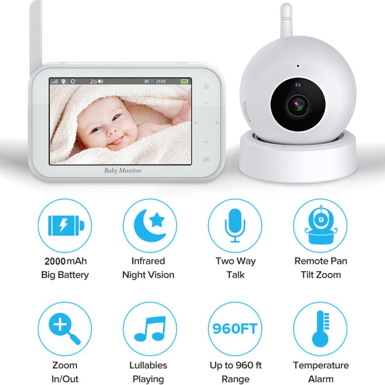 ABM201 4.5 inch Wireless Video Night Vision Baby Monitor Security Camera(US Plug) by buy2fix