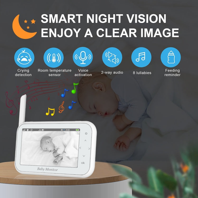 ABM201 4.5 inch Wireless Video Night Vision Baby Monitor Security Camera(EU Plug) by buy2fix