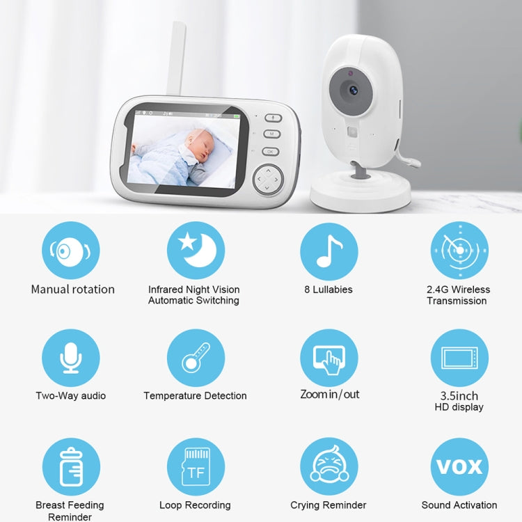 ABM600 3.5 inch Wireless Video Night Vision Baby Monitor Security Camera(EU Plug) by buy2fix