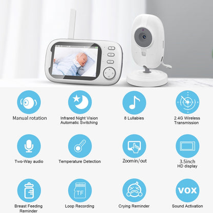 ABM600 3.5 inch Wireless Video Night Vision Baby Monitor Security Camera(EU Plug) by buy2fix