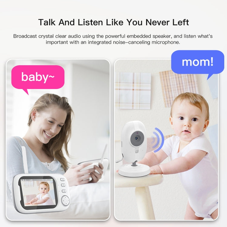 ABM600 3.5 inch Wireless Video Night Vision Baby Monitor Security Camera(EU Plug) by buy2fix