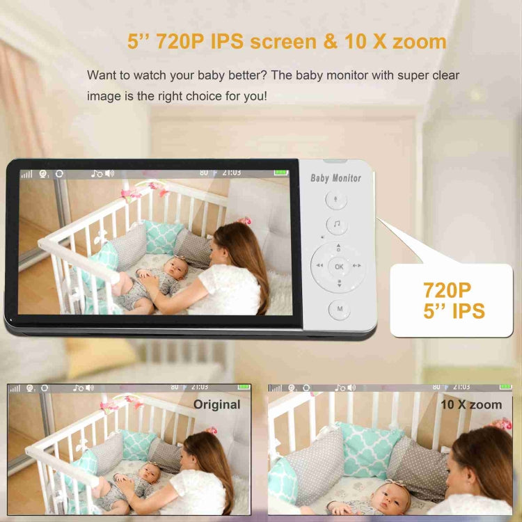 ABM700 5 inch Wireless Video Night Vision Baby Monitor Security Camera(EU Plug) by buy2fix